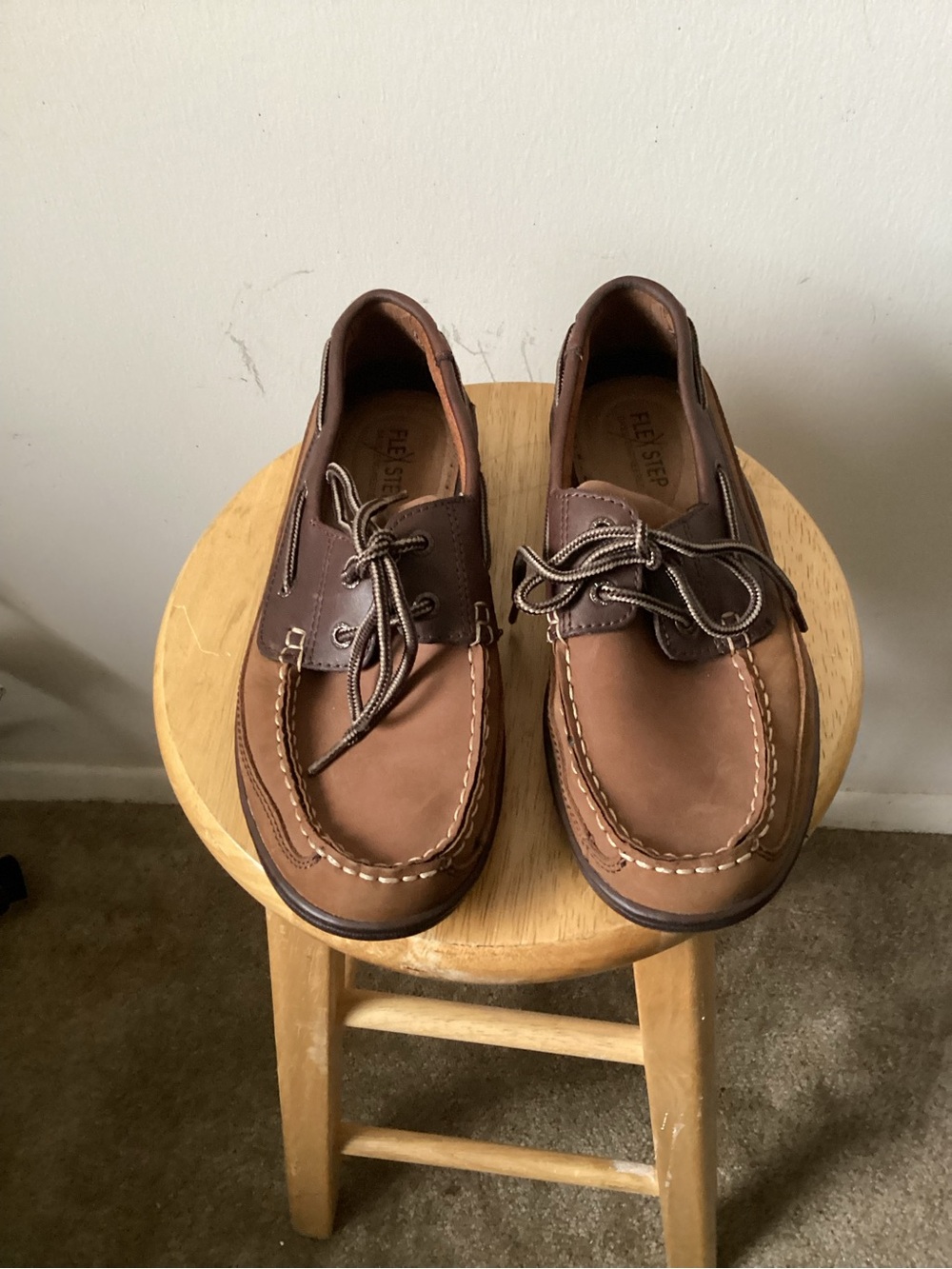 Flex step Men's Two-Tone Brown Leather Boat Shoes — Comfort Moccasin Style